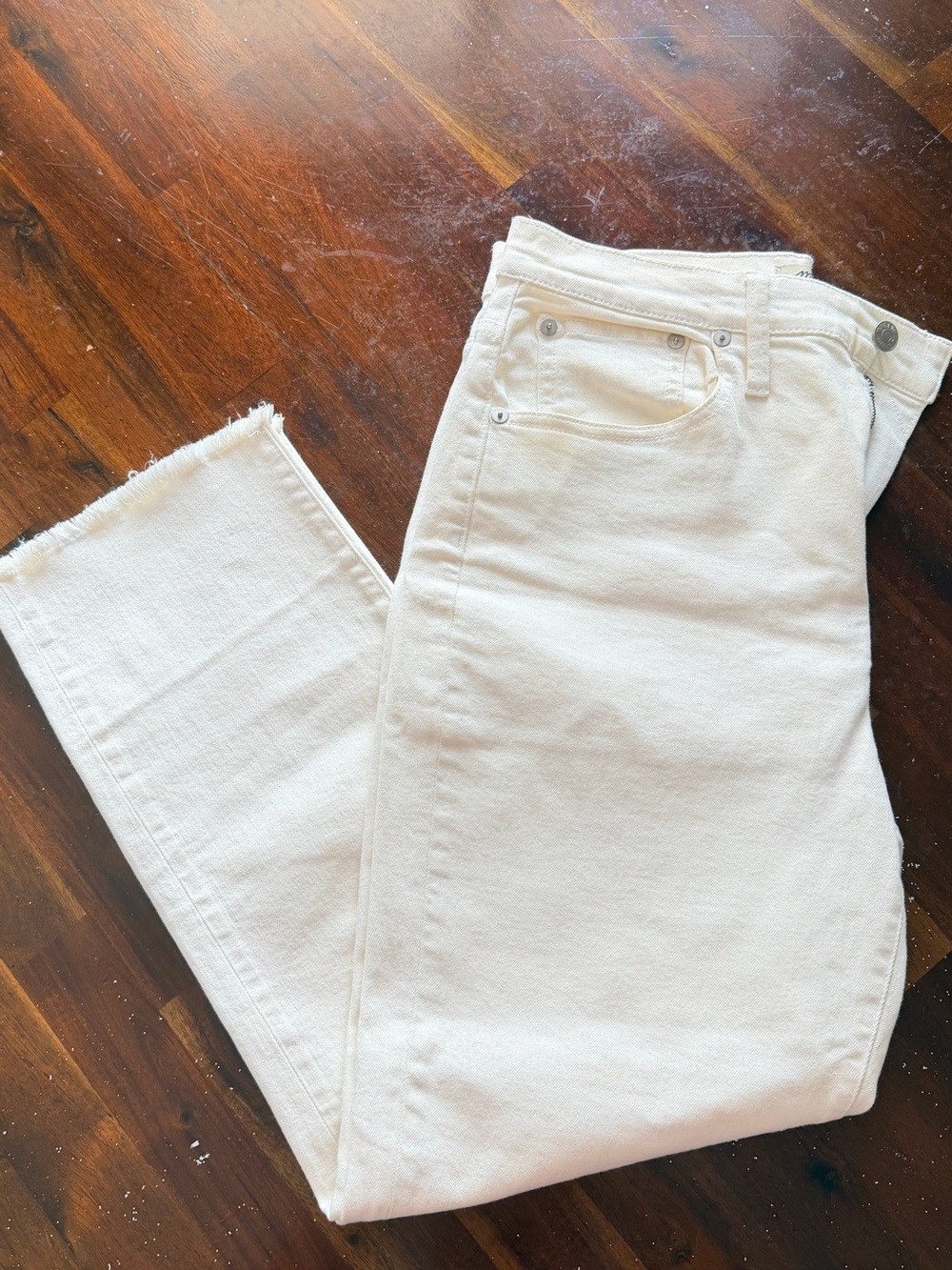 Madewell Cream High-Rise Straight Jeans